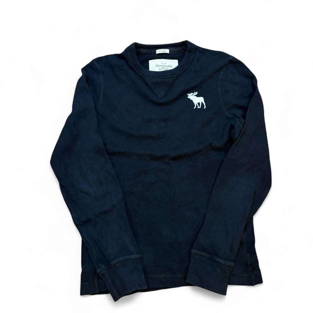 Abercrombie & Fitch Mens Medium Navy Blue Waffle Knit Long Sleeve Thermal Shirt